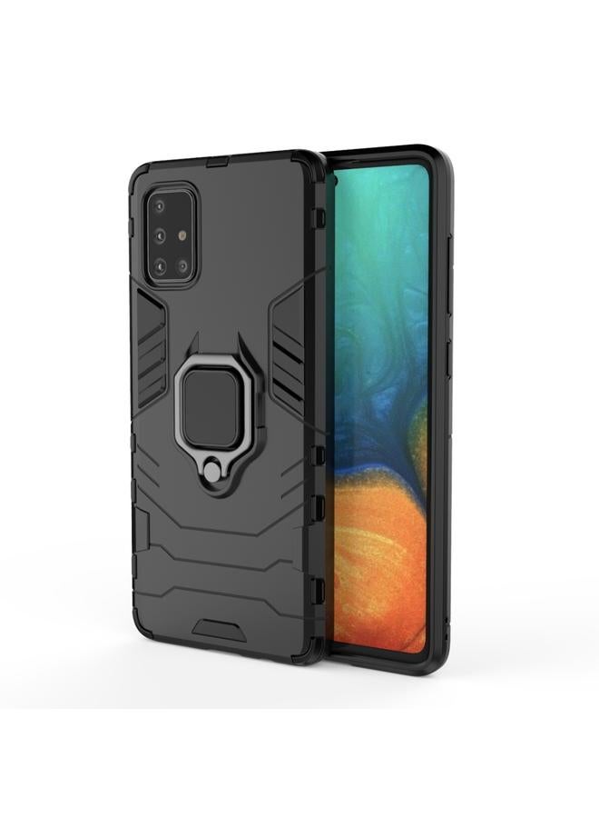 زبون جراب لهاتف Galaxy A71 مقاوم للصدمات من البولي كربونات + جراب واقٍ من مادة TPU مع حامل حلقي مغناطيسي - Image 1