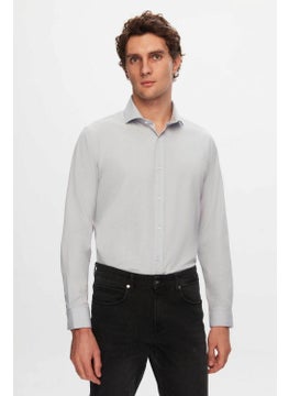 D'S DAMAT Slim Fit Gray Italian Collar Shirt 2HF02ORT4185  - Image 1