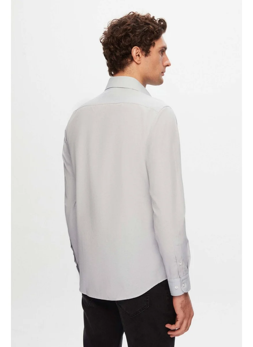 D'S DAMAT Slim Fit Gray Italian Collar Shirt 2HF02ORT4185