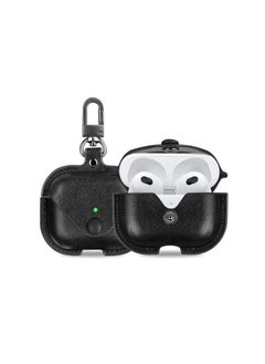 YOMNA YOMNA Protective Leather Case Compatible with AirPods Pro 2 Case, Wireless Charging Case Headphones EarPods, Soft Leather Cover with Carabiner Clip (Navy Blue/Black) - (Set of 2)  - Image 3