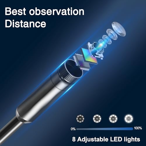 GinoCaco Borescope Camera with Light, 4.3" Endoscope Camera 1080P HD(Support Photo/Video), IP67 Waterproof Snake Camera, Easy Use Ideal Gadget for Inspection Walls, Automotive Engines, Pipes (16.5ft) - Image 4
