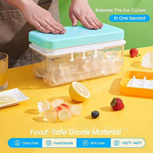 PHINOX Ice Cube Tray with Lid and Bin, 3 Pack Plastic Ice Cube Tray Molds, 96(4 * 8 * 3) pcs Ice Trays for freezer, Chilling Drinks, Whiskey & Cocktails, with Ice Container and Ice Scoop, BPA-Free - Image 2