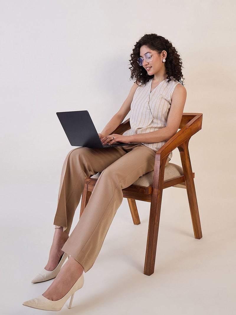 Powersutra Brown Straight Fit Trouser for Women - Image 4