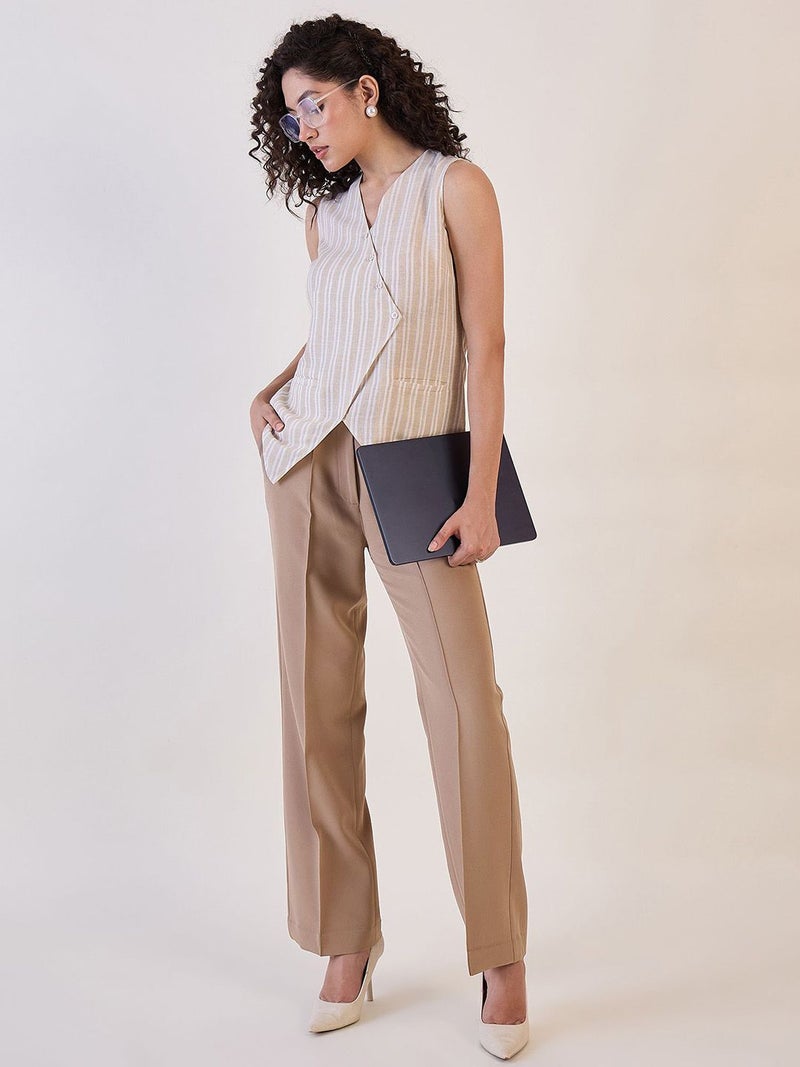 Powersutra Brown Straight Fit Trouser for Women - Image 5