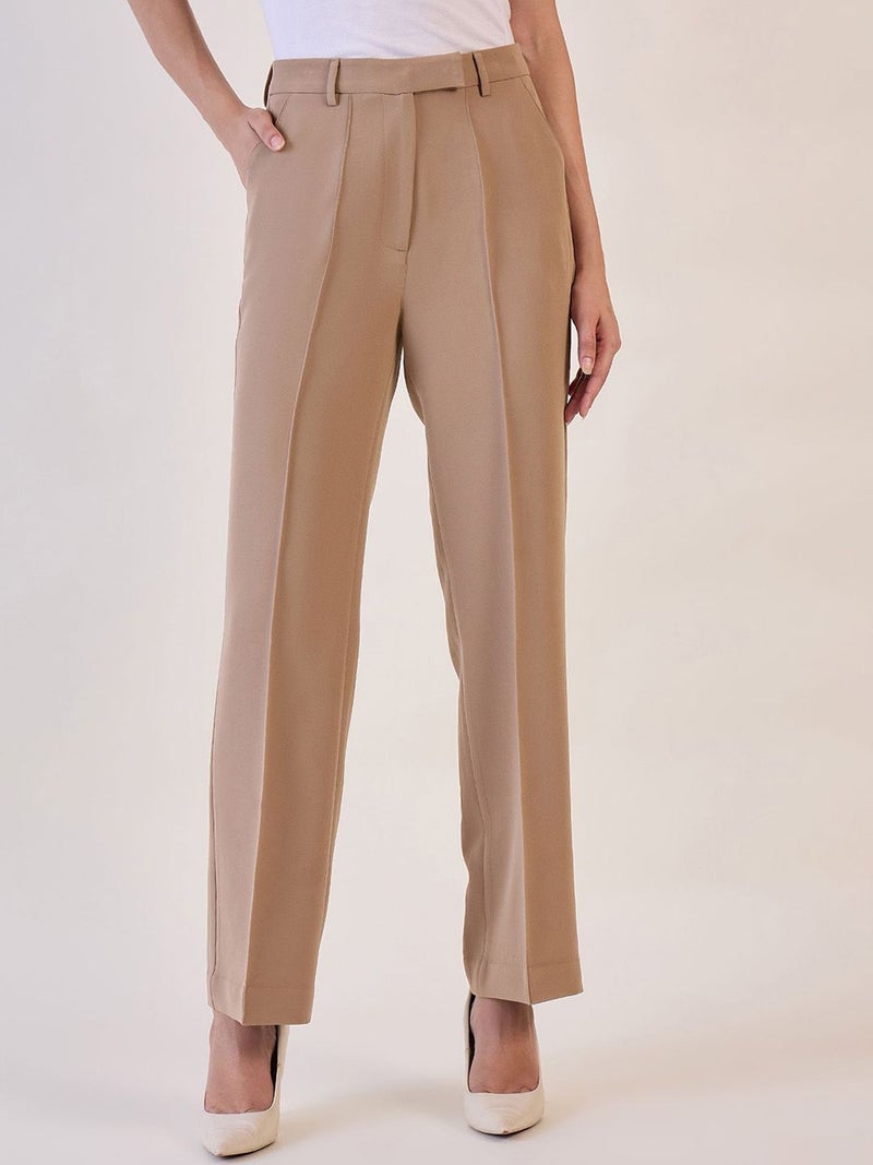 Powersutra Brown Straight Fit Trouser for Women - Image 1