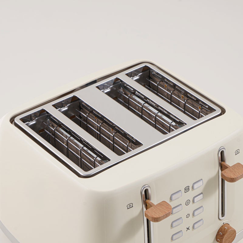 ألبرتو محمصة خبز 4 شرائح بلون بيج مع لمسات خشبية وكروم، 1600واط - Image 3