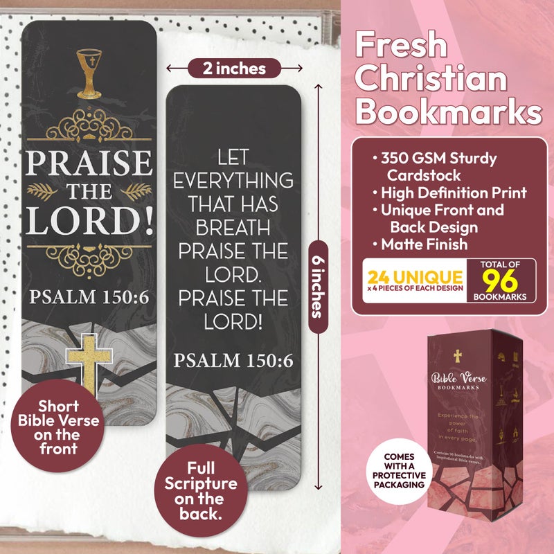 Only Zest 96 Bible Bookmark Pack with Bible Verses â€“ Multiple Designs â€“ Inspirational Christian Bookmarks for Women & Men â€“ Bible Book Markers for Classroom, Bible Study, Church Supplies - Image 2
