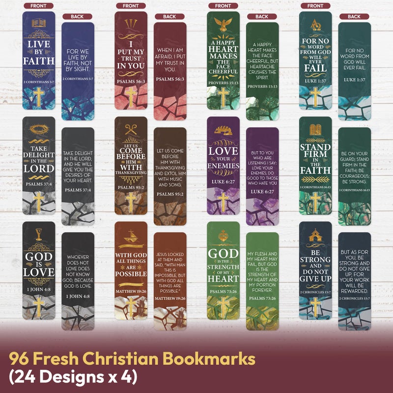 Only Zest 96 Bible Bookmark Pack with Bible Verses â€“ Multiple Designs â€“ Inspirational Christian Bookmarks for Women & Men â€“ Bible Book Markers for Classroom, Bible Study, Church Supplies - Image 5