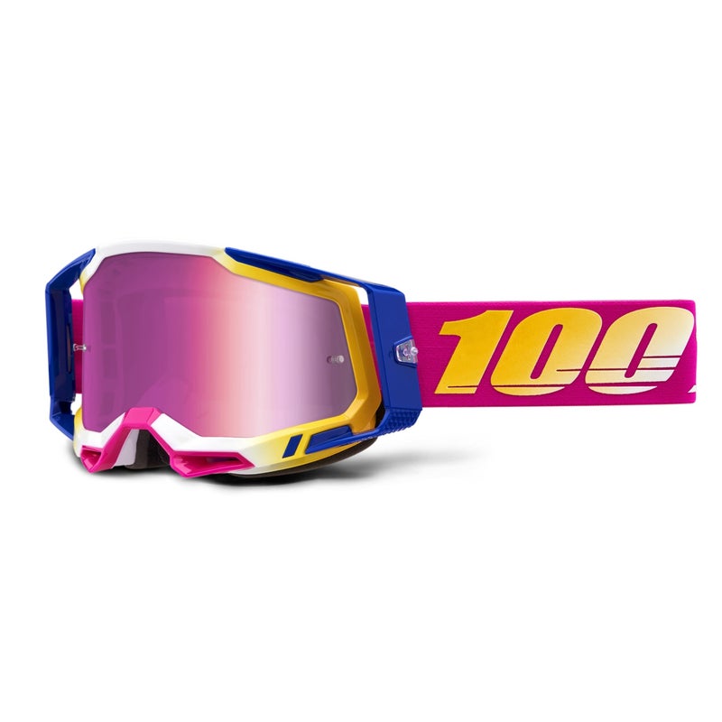 ZENIKO 100% Racecraft 2 Mountain Bike & Motocross Goggles - MX and MTB Racing Protective Eyewear (Mission - Mirror Pink Lens) - Image 1