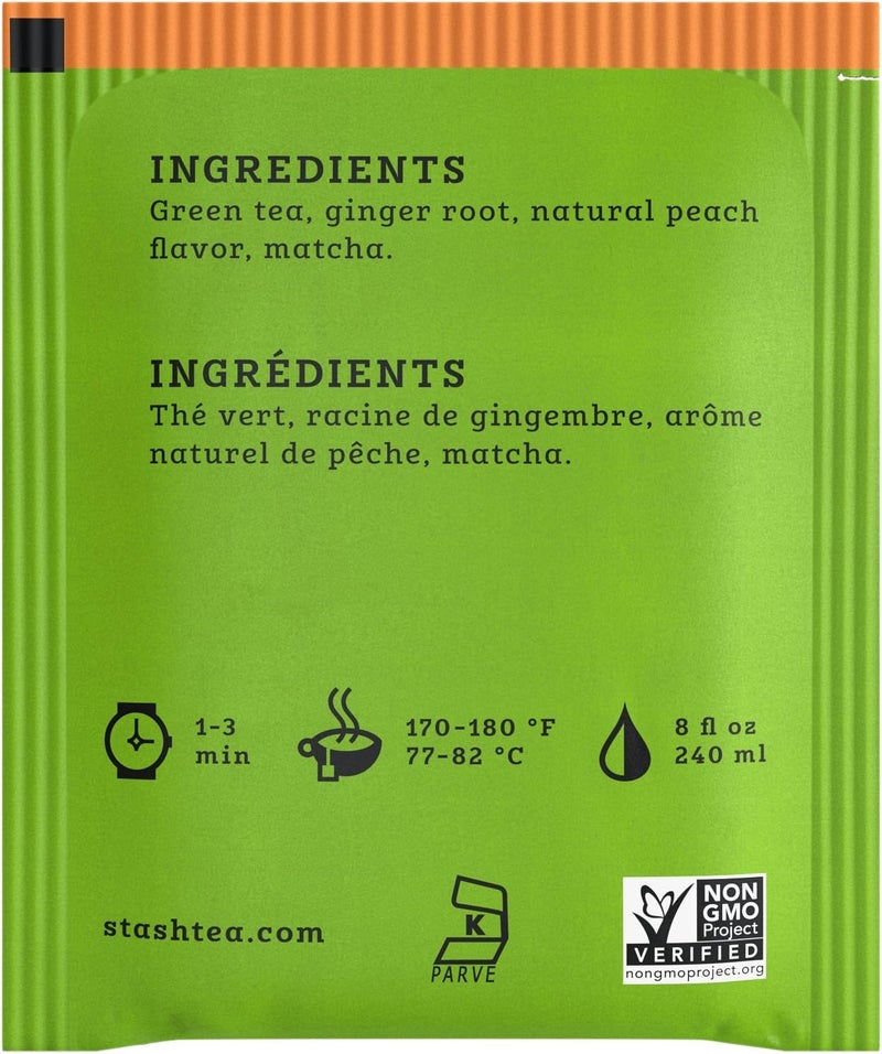 Stash Tea Ginger Peach Green Tea with Matcha - Image 2