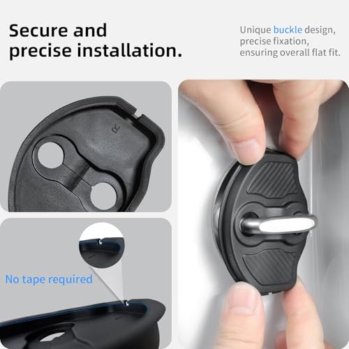 CYBERBEANS TPE Door Shock Absorber for 2017-2025/2026 Tesla Model 3/Y Accessories Including Juniper & Highland Series Door Lock Cover Protector Anti-Rust (4-Pack,Carbon Edition) - Image 5