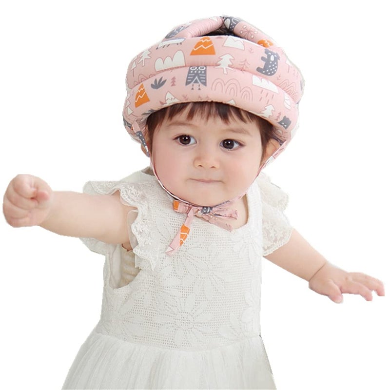 RUIXIB Infant Baby Safety Helmet Soft No Bumps Head Protective Hat Adjustable Head Cushion Bumper Bonnet for Crawling Walking (Pink Forest), One Size - Image 3