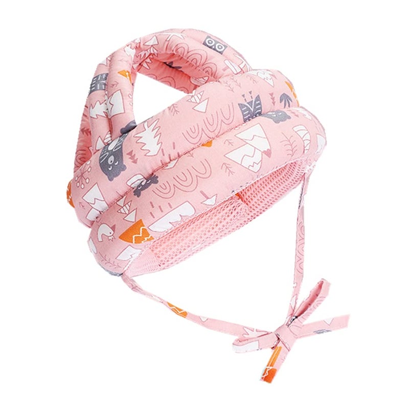 RUIXIB Infant Baby Safety Helmet Soft No Bumps Head Protective Hat Adjustable Head Cushion Bumper Bonnet for Crawling Walking (Pink Forest), One Size - Image 1