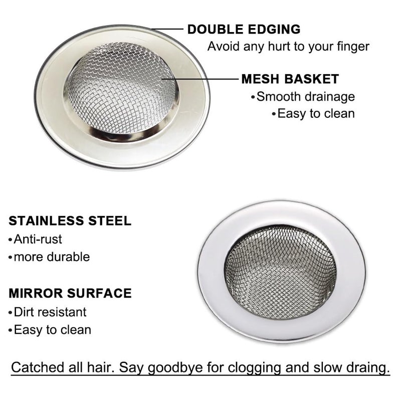 Seatery 1.50" Bathtub strainers, Bathroom Sink Strainers, Shower Drain Hair Catcher, Drain Strainer for Laundry, Mop Pool, Utility, Slop, RV Sink, Stainless Steel, Pack-2 - Image 3