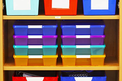 Storex Classroom Craft Project Box – Stacking Plastic Organizer Fits 12x12 Scrapbooking Paper, Assorted STEAM Colors, 5-Pack (63202C05C) - Image 2