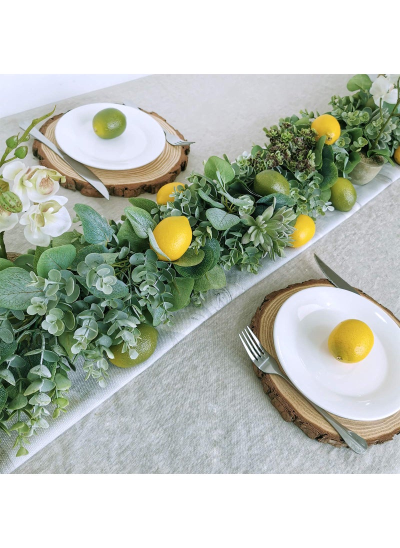 Winlyn Winlyn 28 Pcs Fake Lemon Artificial Fruits Vivid Green and Yellow Lemon Mixed Set Lifelike Simulation Fruit for Home House Kitchen Party Decoration  - Image 4