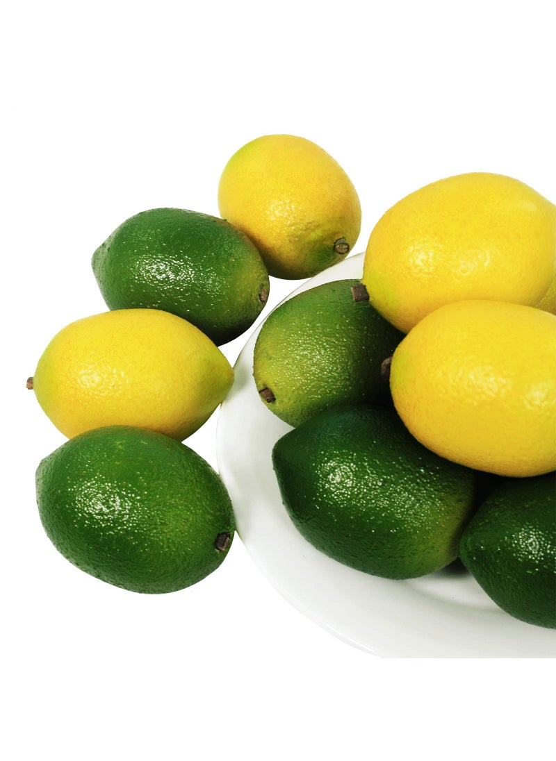 Winlyn Winlyn 28 Pcs Fake Lemon Artificial Fruits Vivid Green and Yellow Lemon Mixed Set Lifelike Simulation Fruit for Home House Kitchen Party Decoration  - Image 2