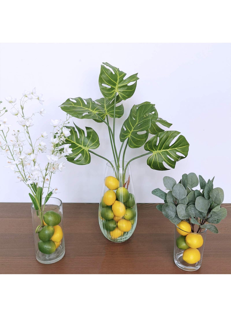 Winlyn Winlyn 28 Pcs Fake Lemon Artificial Fruits Vivid Green and Yellow Lemon Mixed Set Lifelike Simulation Fruit for Home House Kitchen Party Decoration  - Image 5