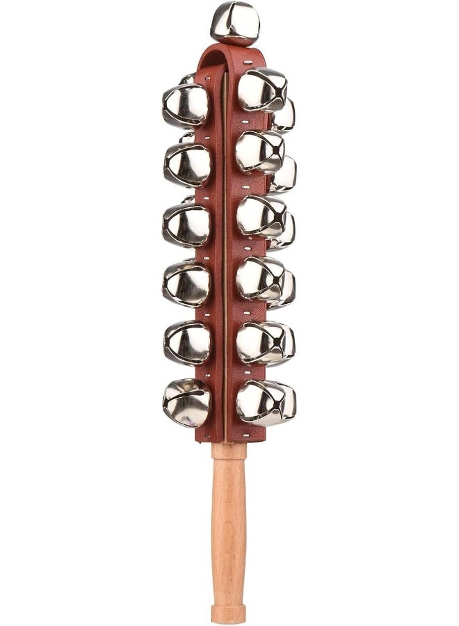 Megarya Megarya Hand Jingle Bells Hand Sleigh Bells Wooden Shaker Jingle Bells Stick Musical Percussion Instrument Bells  - Image 1