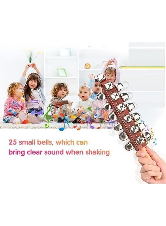 Megarya Megarya Hand Jingle Bells Hand Sleigh Bells Wooden Shaker Jingle Bells Stick Musical Percussion Instrument Bells  - Image 4