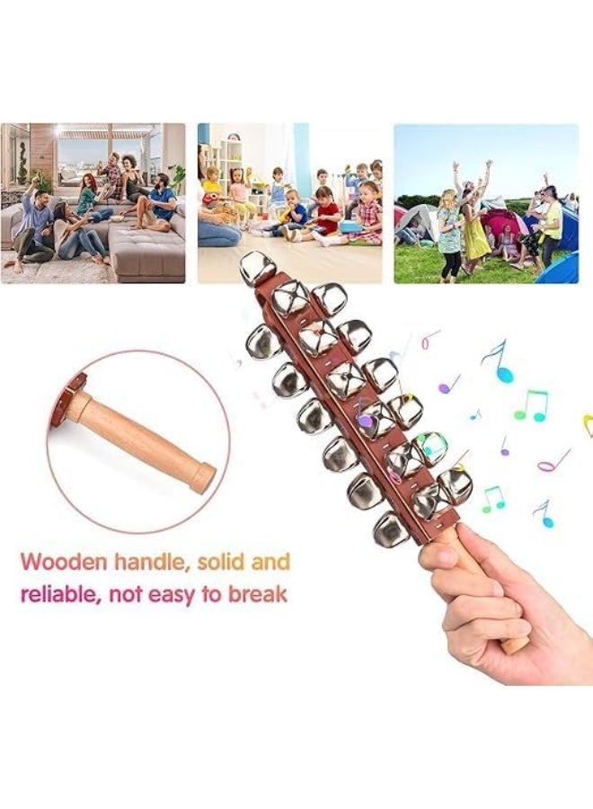 Megarya Megarya Hand Jingle Bells Hand Sleigh Bells Wooden Shaker Jingle Bells Stick Musical Percussion Instrument Bells  - Image 2