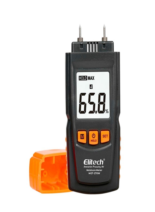 Elitech Digital Moisture Meter Water Leak Detector with Pin Probes, Moisture Tester for Wood Floors Walls with 4 Wood & Material Modes, Hold Function, Max/Min Reading MOT-270W - Image 1