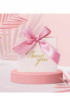 Y&D Thank You Gift Bags, 20 Pack Small Bag Party Favor Bags Treat Boxes with Rose Red Bow Ribbon, Pink Pattern Paper Bulk for Wedding Baby Shower Business Supplies  - Image 2