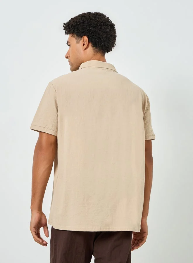 Take Two  Men Beige Linen Blend Short Sleeve Polo for Men | Best Price UAE