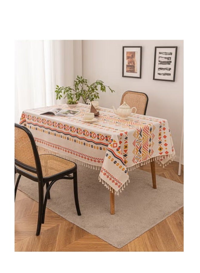 MIXDE Waterproof TPU Film Tablecloth With Tassel,Oil-Proof Spill-Proof Rectangle Tablecloth,Wipeable Tablecloth Cover,140x200CM - Image 1