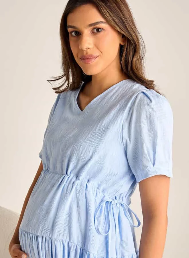 Splash FAV Textured V-neck Maternity Night Dress