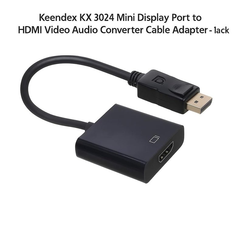 Keendex KX 3024 Display Port (DP) to HDMI Converter Cable Video Audio Adapter, 10CM - Black - Image 2