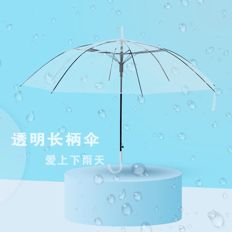 Transparent umbrella wholesale disposable plastic umbrella women high sense transparent umbrella umbrella manufacturers long handle umbrella Clear 