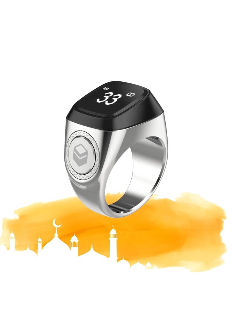 NBB GLOBAL TRADERS Smart Zikr Ring, 18MM Metal Tasbih with Digital Prayer Counter, Waterproof Design, and Muslim Prayer Time Reminder - Image 1