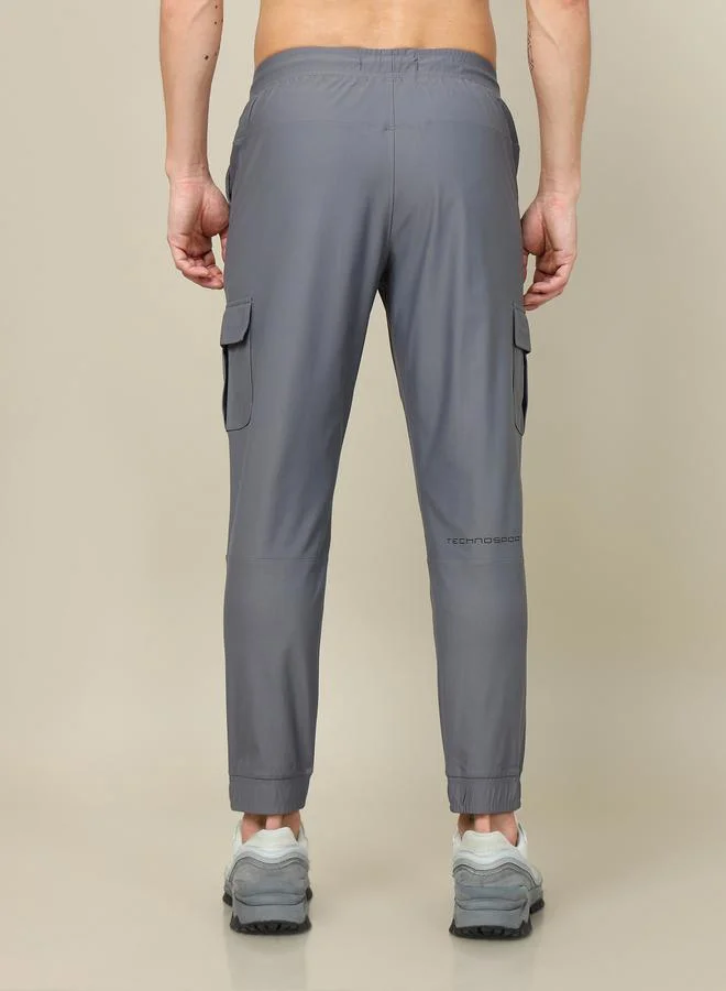 Technosport Technosport Men Solid Slim Fit Cargo Track Pants with DURACOOL+