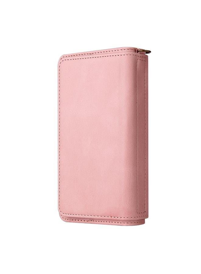 اس-توب جراب لهاتف iPhone 13 mini مصنوع من الجلد PU + TPU مع حامل وفتحة لـ 15 بطاقة ومحفظة وجيب بسحاب وحبل - Image 3