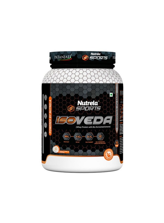 NUTRELA Sports Patanjali Premium Whey Isolate Protein Powder - 1kg Vanilla Ice Cream | 90% Protein, 7.5g BCAA, 5.7g Glutamine With Digestive Enzymes - Image 1