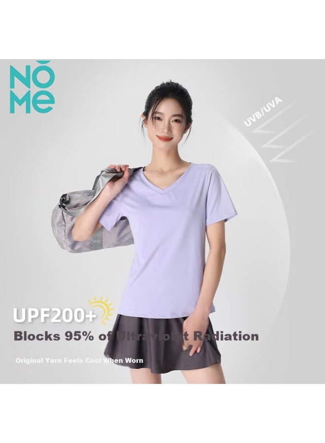 Nome Ice Silk Quick-dry Short Sleeve T-shirt Women's Loose Fit Shoulder Running Fitness Sports Pearl Gray M - Image 2