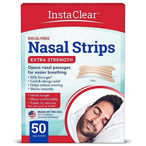 ExtraStrength Nasal Strips Tan 50 ct Works Instantly Breathe Better Nasal Congestion Relief Stops Snoring Cold Allergy Extra Strength Tan