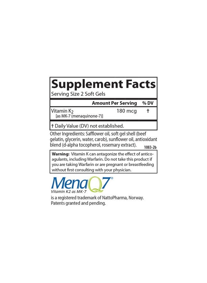 Carlson فيتامين K2 Mk 7 (ميناكينون) 180 ميكروغرام دعم العظام توافر الكالسيوم فيتامين K2 فيتامين K 2 180 كبسولة لينة - Image 5