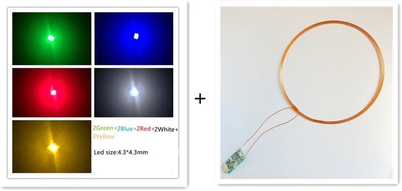 Taidacent Type-C 50mm Remote Wireless LEDs and Coil Inductive Induction Led Lamp Light Up Wireless Charger/Charging Kit for Model Decoration Magical Toys (10PCS 4.3MM Multi Color LEDs + Coil) - Image 2