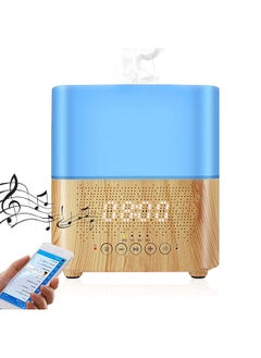 Aromatherapy essential oil diffuser humidifier, 300ML ultra-modern aromatic diffuser with time display, Blue-tooth speaker, LED night light, alarm clock, 7 color changes.
