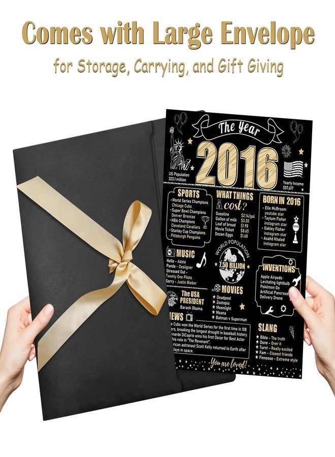 Turypaty Large 10th Birthday Card With Envelope for Boys Girls, 2016 Black Gold Happy 10th Birthday Giant Guest Signature Book Gifts, Big Vintage 2016 10th Greeting Card Decoration Party Supplies - Image 3