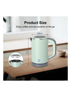 Generic Small Electric Kettle, Travel Mini Hot Water Boiler Heater, 304 Stainless Steel, 0.8L Portable Electric Kettles for Boiling Water, with Auto Shut-Off for Camping, Travel, Office, More, Green  - Image 2