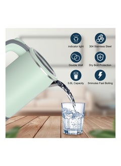 Generic Small Electric Kettle, Travel Mini Hot Water Boiler Heater, 304 Stainless Steel, 0.8L Portable Electric Kettles for Boiling Water, with Auto Shut-Off for Camping, Travel, Office, More, Green  - Image 3