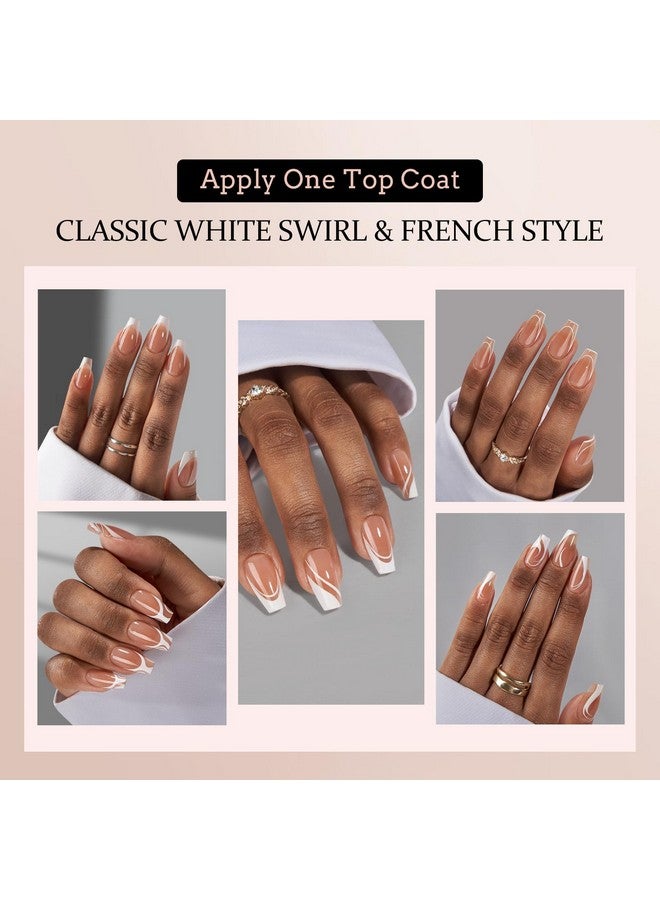 BTArtbox French Tip Press on Nails - 5 Styles XCOATTIPS Short Coffin Nails, Pre-Designed Swirl Soft Gel Nail Tips, Ultra Fit False Nails, Soak Off Acrylic Fake Nails Extensions for Valentines Day Gift - Image 3