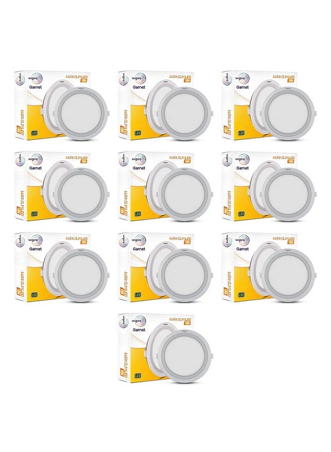 wipro Garnet 15W Round Led Wave Panel Light for Ceiling|Cool White Light (6000K)|Ultra-Slim Design|Recessed Down Light for False Ceiling|Pop Ceiling Light|Cutout-150Mm|Pack of 10 - Image 1