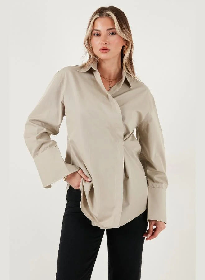 Lela Lela Regular Fit Classic Collar Tie Long Sleeve Shirt Women's SHIRT 6834987