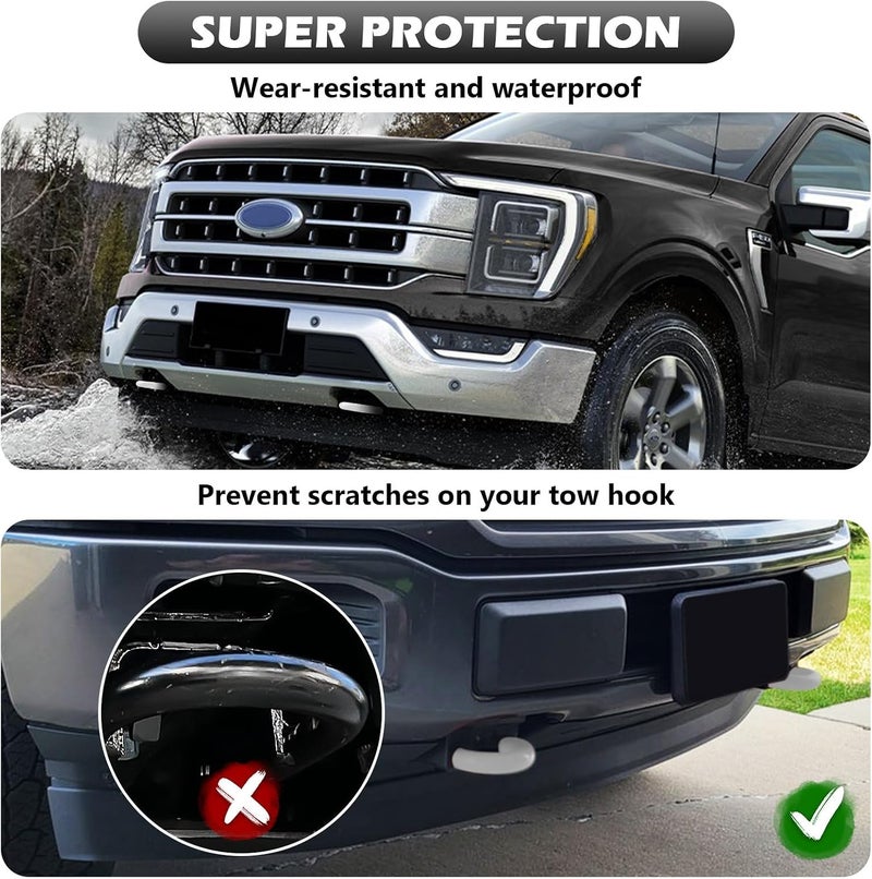 TECHPICCO Tow Hooks Covers for Ford F150 2004-2026 Bronco Base/Big Bend/Outer Banks 2021-2026 Compatible with Toyota Tundra Accessories 2017-2021 (White) - Image 5