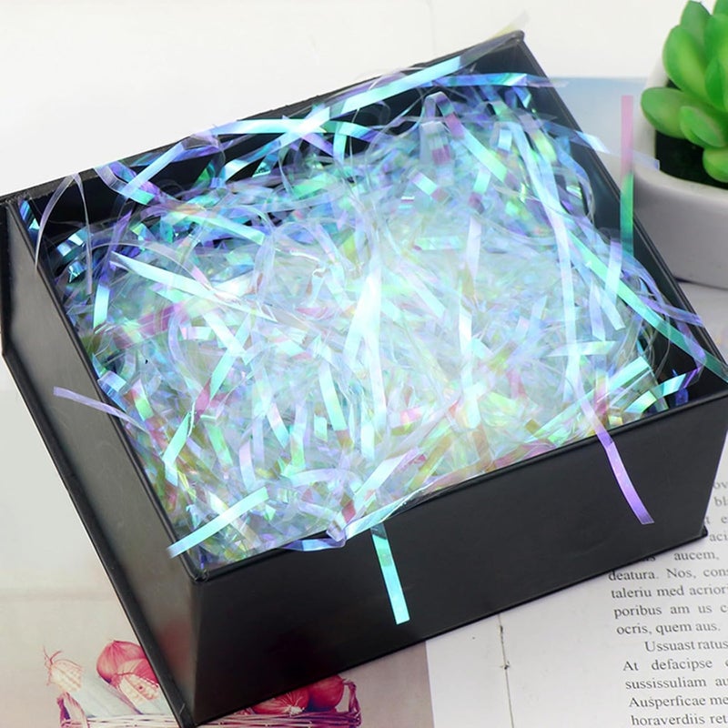 ROMISBABA Iridescent Crinkle Basket Filler 3mm Plastic Shred 100g Pack for Wrapping Easter Basket Stuffing Decorative Packaging Material - Image 4
