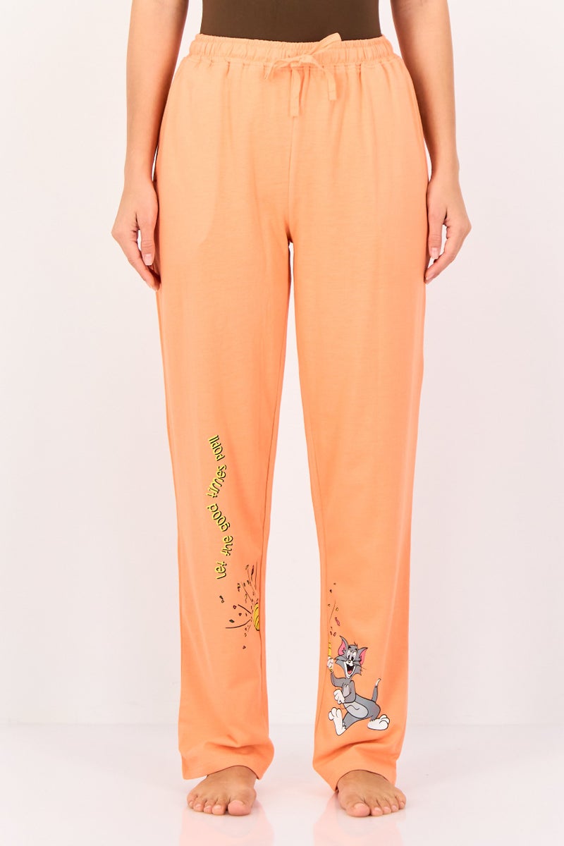 Zivame x Tom And Jerry Women Graphic Print Pyjama Pants, Bright Peach - Image 1